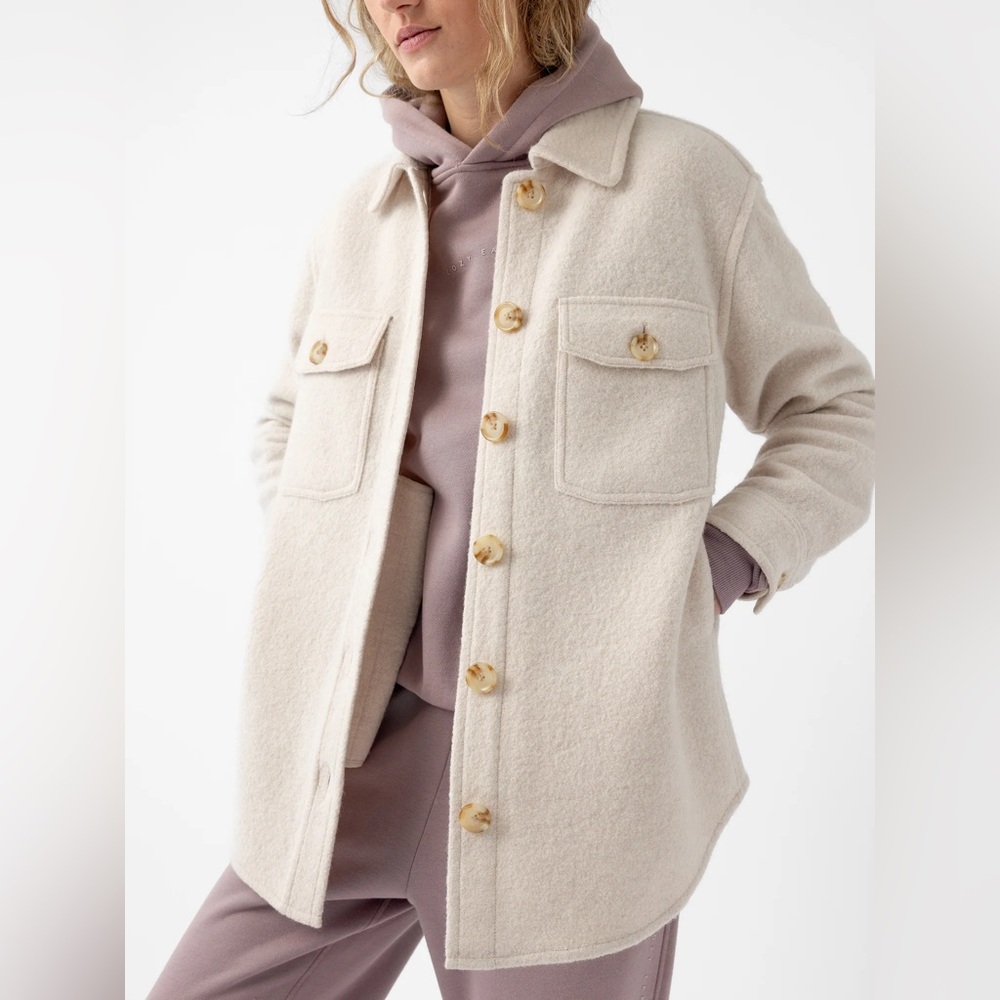 Cozy Earth Women's Bouclé Shacket - Alabaster - Size L - NWOT